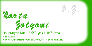 marta zolyomi business card